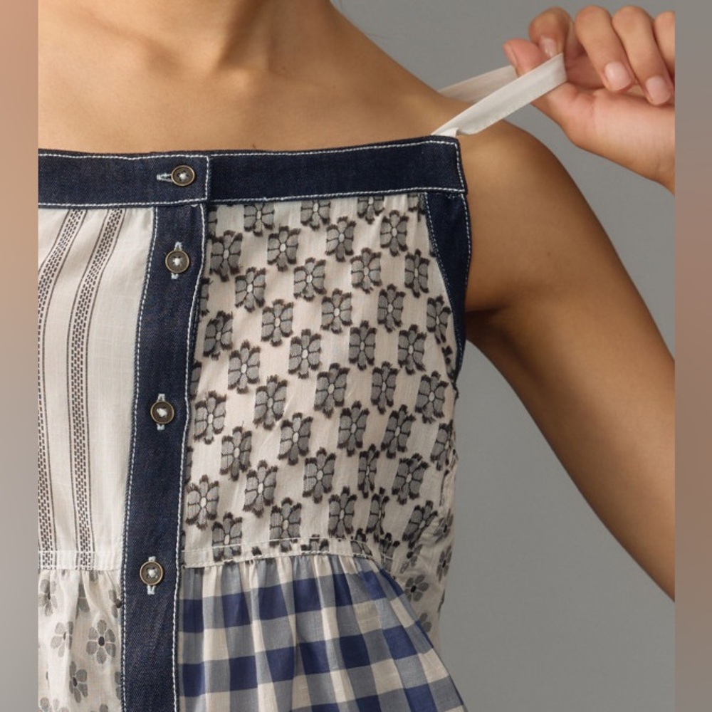 Anthropologie PILCRO Patchwork Button Front Cami … - image 4